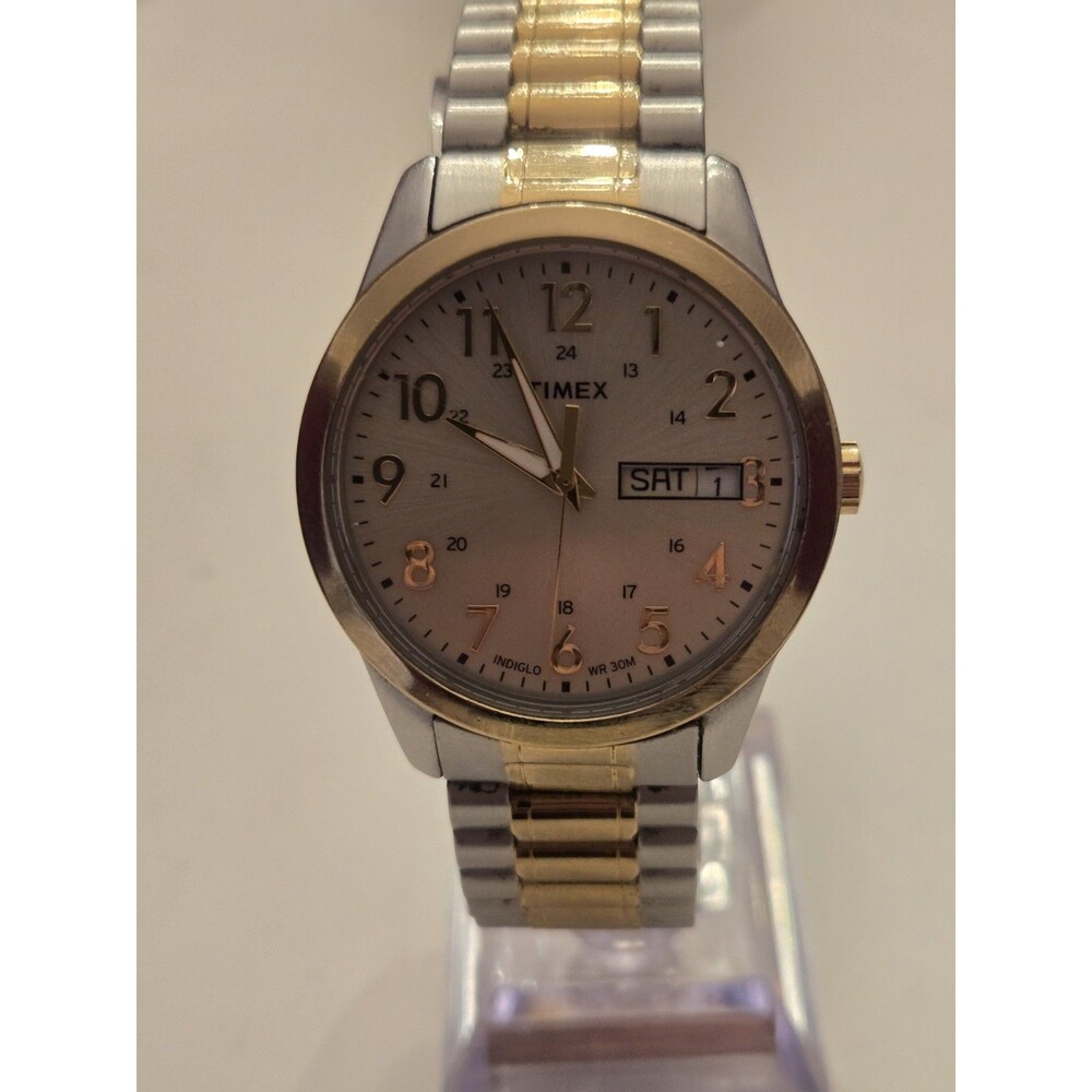 Timex Analog Quartz Indiglo 30m WR Stretch Band Military 24 hour Dial Mens Watch
